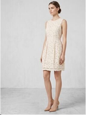 Stella McCartney Cotton Eyelet Lace Sleeveless Designer Dress Cream Size 8 Med